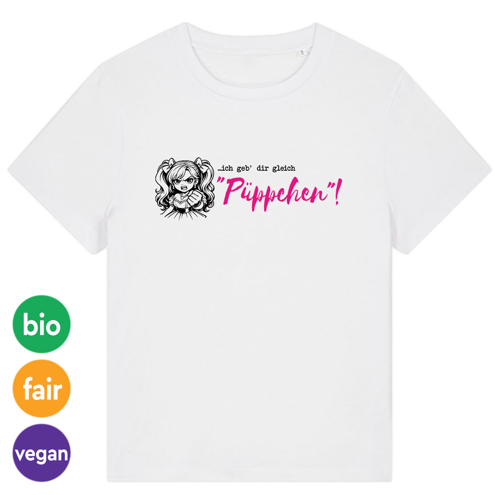 Ladies-Shirt »…ich geb Dir gleich Püppchen!« XS weiß