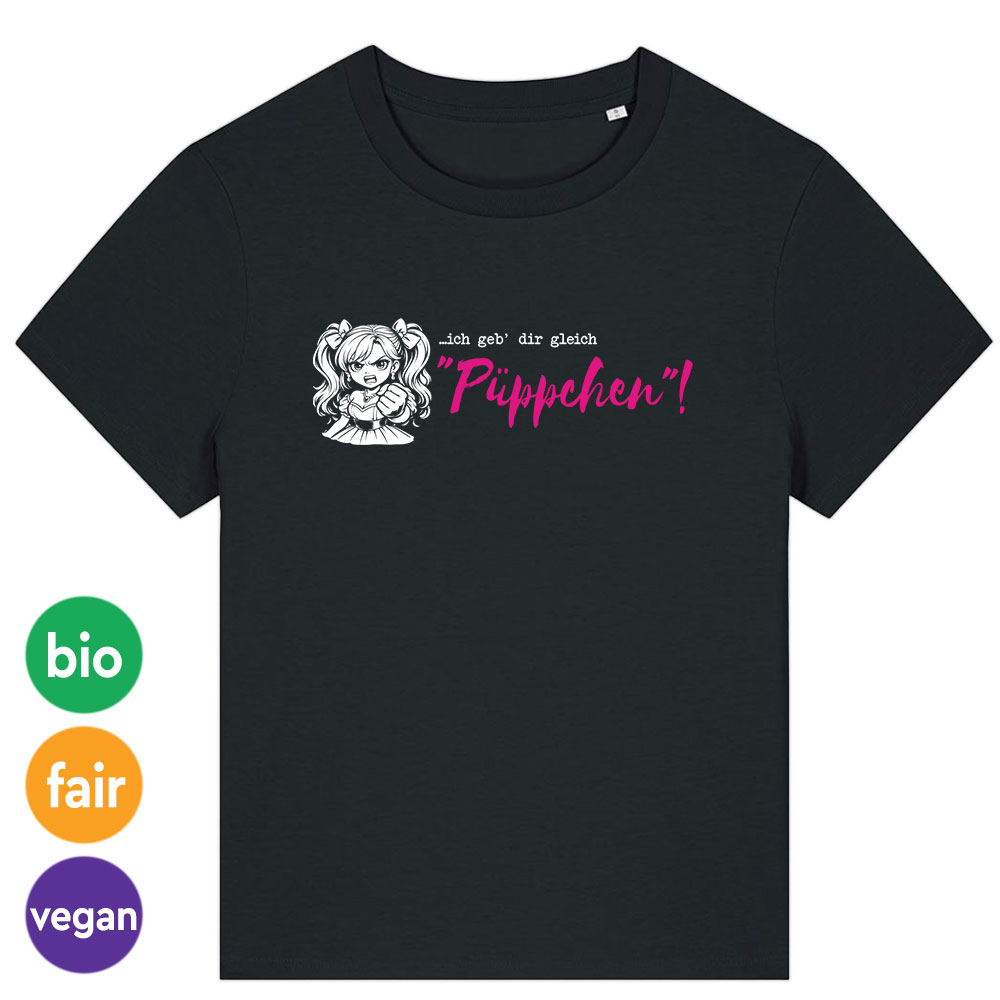 Ladies-Shirt »…ich geb Dir gleich Püppchen!« XS schwarz
