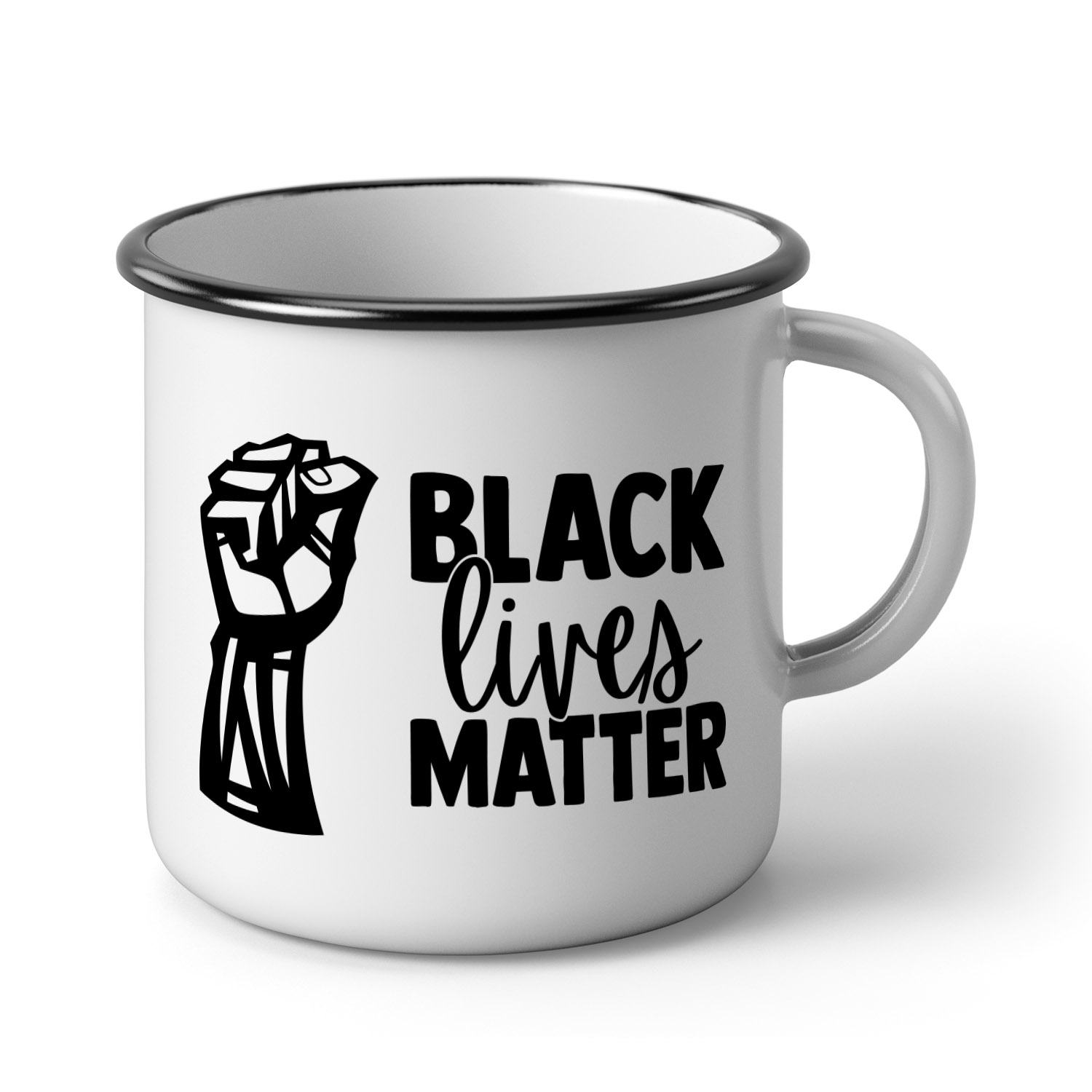 Soli-Emaille-Becher »black lives matter«
