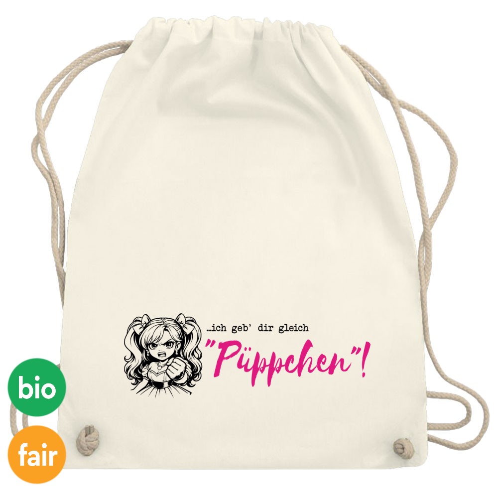 Turnbeutel / Stoff-Rucksack »…ich geb dir gleich Püppchen!«